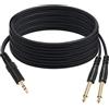 QIANRENON 1,5m Doratura TRS 3,5mm a TS 6,35mm Y Splitter Audio Cavo TRS 1/8 Maschio a 2 TS 1/4 Maschio Mono Stereo Patch Cavo, per Sistemi Stereo Somestici Laptop Registratore Audio Mixer MP3, 4.9ft