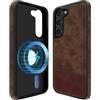 COODIO Custodia in Pelle per Samsung Galaxy S23 Plus 6,6 Pollici, Cover Magnetica Compatibile con MagSafe/Caricatore Wireless, Custodia Sottile e Creativa, Marrone