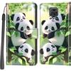 Haninsuze Cover per Xiaomi Redmi Note 9S / Note 9 Pro/Note 9 Pro Max, Custodia Interno TPU Antiurto Portafoglio con Disegni [schede Fessura] [Supporto Stand] Cover Libro in PU Pelle (panda)
