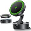 THREEKEY Caricatore Wireless Auto per Magsafe, Qi2 15W Supporto Telefono Auto Magnetico, Car Phone Holder Ricarica Wireless Con Rotazione a 360° per iPhone 16/15/14/13/12 e Samsung S25, Nero
