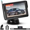 Hikity AHD Telecamera Posteriore Wireless con Display LCD da 5" e Grado di Impermeabilità IP69, Telecamera di Retromarcia con Visione Notturna a Colori per 12V
