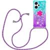 YAMCCCSE Custodia con Cordino per Xiaomi Redmi Note 13 Pro Plus+ 5G, Liquid Quicksand Cover con Collana Practical Stylish,Silicone Liquido Antiscivolo Case per Cellulare Girocollo，Blu + Viola