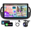 VECHTEL 6G 128G VECHTEL 9Autoradio Bluetooth per FIAT 500 2007-2015 Carplay Android Auto Wireless,Android 15,DSP EQ,1280 * 720,Wifi GPS Navi,Mirror link,RDS/FM Radio con Retrocamera AHD