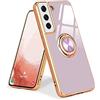 Urarssa Cover Compatibile con Samsung Galaxy S21 5G Custodia Ultra Sottile Morbida TPU Silicone Custodia con 360° Regolabile Anello Magnetica Supporto Ring Cover per Samsung Galaxy S21 5G Viola
