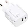 TROIKA Spina di ricarica con GaN e tecnologia di ricarica rapida Power Delivery Charge-X Duo 20 - 20 W, connettore USB-C e USB-A - ricarica simultanea di due dispositivi - plastica - bianco - TROIKA