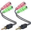 MillSO Adattatore per cuffie Confezione da 2 cavi a Y con jack audio da 3.5 mm (spina jack da 3,5 mm a 2 prese da 3,5 mm non adatte per 2 cuffie) per cuffie da gioco, smartphone e laptop - 20 cm