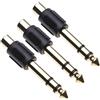 Keple Adattatore da 6,35 mm a 1 RCA, connettore da 6,35 mm a singolo fono, adattatore da jack maschio stereo a femmina RCA, convertitore TRS placcato oro (confezione da 3)