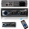 Souvik Autoradio Bluetooth 5.0, radio auto con vivavoce, con lettore USB/AUX/TF/EQ/MP3, con orologio/telecomando, schermo LED, ricarica rapida, 5 effetti sonori, compatibile con iOS/Android