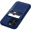 Dockem Custodia per iPhone 16 Pro Max con Guscio in Silicone, Piastra Metallica Integrata per Montaggio Magnetico e Portafoglio in Finta Pelle Cucito con 2 Slot per Carte (M2L, Blu marino)