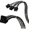 LINKUP - Cavo di Alimentazione PCIE 5.0 Angolo Destro 16Pin (12+4) to 3x8Pin | 16AWG Rivestito | Compatibile con GPU RTX50 & RTX40 & RTX30 FE | Progettato solo per PSU ASUS/EVGA | 70cm