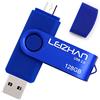 LEIZHAN Chiavetta USB 128GB,Flash Drive USB 2.0 OTG Memory Stick per Telefono Huawei Samsung Android Tablet Mac PC-Blu