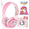 JYPS Cuffie Bambina, Cuffie Per Bambini Unicorno Con Filo e Microfono, Suono HD Stereo, Musica Bambino Headphones Over Ear Pieghevoli Per Ragazza, per Scuola/Tablet/PC