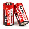 kraftmax Confezione da 2 batterie al litio CR123A Pro, 3 V, batterie ad alte prestazioni per torce, telecamere, sistemi di allarme, non ricaricabili, celle di energia professionali