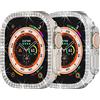 Yrzper Compatibile con Apple Watch Ultra 3/Ultra 2/Ultra 49 mm Doppia fila Bling Diamond Cover PC Paraurti Custodie Donne Ragazze Cristalli Brillanti Strass Smartwatch Accessori (Luce Stellata + Argento)