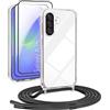 DiDaDi Set 5 in 1 per cellulare per Samsung Galaxy A36 Necklace Custodia con nastri + custodia trasparente + 2 pellicole protettive + 1 set di pulizia, custodia protettiva da appendere con cordoncino