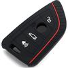 CYK www. CoverYourKey .de Finest-Folia - Custodia per le chiavi dell'auto, con 4 pulsanti, in silicone Colore: nero/rosso.