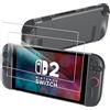MEMELOKA Cover per Nintendo Switch 2 + Vetro Temperato, Anti-Graffio e Antiurto Morbida TPU Custodia Protettiva per Nintendo Switch 2 - Trasparente