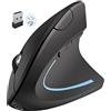 Qxvnm Mouse ergonomico senza fili Bluetooth ricaricabile verticale (2,4 GHz+BT5.1) modalità con 6 pulsanti 3DPI, comoda impugnatura mouse ottico senza fili per computer
