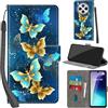 Haninsuze Cover per Xiaomi Redmi 14C / Poco C75, farfalla dorata | Pelle PU Portafoglio, Porta Carte, Magnetica, Libro, Antiurto Custodia