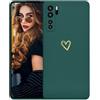 Kaywzo Cover per Huawei P40 Lite 5G,Custodia in Silicone TPU Liscio di Morbido con Modello Cardiaco,Design Minimalista,Ultrasottile Donna Antiurto Case Cover,Verde