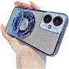 QIWEIQING Glitter Cover Magnetica per Xiaomi Poco X3 Pro, Custodia Bling Brilla Ricarica wireless magnetica Magnetico Ricarica Wireless, Bumper TPU Cover Case per Xiaomi Poco X3 NFC / X3. Blue DS