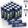 MXBatt AAA Batterie Ricaricabile Litio USB C 1.5V 1200mWh ad Alta Capacità, Pile AAA Ricaricabili al Litio 20 Pack con Cavo Porta USB C 1500 Cicli