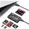 Cyiamku Lettore USB Scheda di memoria All-in-One 6 in 1, adattatore multi-card esterno compatibile CF SD SDHC XD MS M2 TF, lettore di schede plug and play ad alta velocità 480 Mbps, per PC Windows e Mac OS