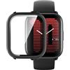 GIOPUEY Cover per Amazfit Active, Pellicola Protettiva Vetro + Cornice in Plastica Rigida, Amazfit Active Custodia - Black
