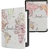 kwmobile Custodia eReader Compatibile con Pocketbook InkPad 4 / Color 3 / Color 2 Cover - eBook Reader Flip Case - nero/multicolore - Mappa del mondo