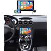 Fuluku 4+64G Android Autoradio per Peugeot 308/408 2007-2015 Wireless Carplay Android Auto, 9'' IPS Touch Screen Radio con Bluetooth 5.0/GPS/Telecamera posteriore/FM/WiFi/SWC(Nero)