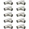 iYueMps Connettore adattatore BNC a 3 vie splitter femmina a femmina per cavo coassiale (10 pezzi)