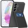 DUX DUCIS Cover per Samsung Galaxy A35 5G 2024 con Support, Nero | Case per Slot per Schede, Blocco RFID, Custodia Portafogli in Pelle PU Premium