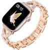 WoPail Bracciale con strass, adatto per Apple Watch 44mm 45mm 46mm 49mm (42mm Series 3/2/1). Cinturino da donna di ricambio in metallo per iWatch Series 11/10/9/8/7/6/5/4/3/2/1/SE/Ultra - Oro rosa