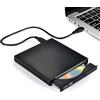 Reagle Registratore esterno sottile CD-R/DVD-ROM/RW USB-A/USB-B Plug and Play Windows 11/10/8/7 Linux OS Portatile per PC Laptop Desktop