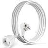 CILIA Prolunga Elettrica 250V/16A 3680W con Spina Schuko 90° Tipo E - Cavo Estensione con Protezione Terra, Sicurezza Antiscossa per Casa/Ufficio (TV, PC, Beamer, Elettrodomestici) (SH-16-Bianco, 3m)