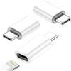 RS Adattatore da Lightning a USB-C, 3 pezzi, adattatore da Lightning da femmina a USB-C maschio, compatibile con iPhone 16/15/Pro/Pro MAX/iPad e dispositivi Android Samsung, Xiaomi - non per cuffie