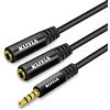 KUYIA Cavo splitter a Y con jack stereo da 3,5 mm con adattatore convertitore per cuffie e altoparlanti per iPod, lettore MP3, da 1 maschio a 2 femmina, connettore placcato oro
