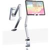 VIKOBESS Supporto per iPad girevole a 360°, in alluminio, regolabile, pieghevole, compatibile con iPad, Galaxy Tab, Kindle e tutti i dispositivi da 4,7 ~ 15,6 pollici (argento)