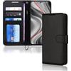 TECHGEAR Custodia per Motorola Moto G15, custodia a portafoglio in pelle PU [blocco RFID] porta carte, supporto, cinturino da polso, chiusura magnetica, protezione antiurto per Moto G15 - nero