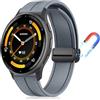 PaceBid 22mm Silicone Cinturino per Garmin Venu 3 45mm/Venu 4 45mm/Venu2/vivoactive 4/Active, Silicone Nylon Intrecciato Magnetico Cinturini per Garmin Forerunner 265/255/255 Music/570 47mm - Grigio