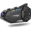 FreedConn Auricolare Bluetooth per casco moto con fotocamera, interfono R1 Pro a 6 vie 1000M, sistema di comunicazione, video 2K, Siri/FM/condivisione musica/compatibile con altre marche
