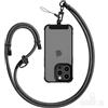 Fhtase Cordino universale per cellulare, regolabile, in tessuto, con 2 toppe per telefono, compatibile con la maggior parte degli smartphone (nero)
