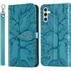 Vkooer Cover per Samsung Galaxy A15 5G/ A15 4G Custodia Libro Protettiva Caso PU Pelle Portafoglio Case con Kickstand Magnetica Chiusa per Samsung A15, Turchese