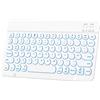 HUOBAO Tastiera Bluetooth Wireless, Tastiera Retroilluminata Multi-Dispositivo Per iPad, iPhone, Mac, Android, Windows, Antiscivolo, Mini Tastiera Ricaricabile, Qwerty Uk, Bianco