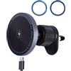 Kryolithm Supporto Auto, caricatore wireless auto 15W, Porta Telefono Auto Magnetico Universale per iPhone 16/15/14/13/12, Adesivo per Bocchetta, 360° Regolabile, Forte Magnetismo