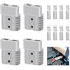 Xatgiouy 4 Pezzi Connettore Rapido Batteria 50A 600V, Connettore Winch, Connettori Rapidi in PC e 8 Terminali in Rame Argentato, Compatibile 16 mm² 6 AWG per Sistema Batterie Camper Rimorchio Barca Verricello