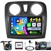 Hikity 4G+64G Autoradio Android 15 per Renault Dacia Sandero 2014-2017 Stereo Auto 2 Din Wireless Carplay Android Auto 9 Pollici Touchscreen con GPS WiFi FM/RDS 32EQ Camera MIC