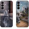 DiaryTown 2 Pezzi Cover per Samsung Galaxy A36 5G Custodia Nero Silicone Morbida Gomma Ultra Back Case con Disegno Motivi Antiurto Protettivo Cover per Galaxy A36 5G - Gatto & Tigre