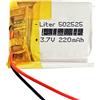 Liter energy battery Batteria 502525 LiPo 3.7V 220mAh 0.814Wh 1S 5C Liter Energy Battery per l'elettronica Ricaricabile Telefono Portatile Smartwatch Orologio GPS - Non adatto per Radiocomando 27x25x5mm (220mAh|502525)
