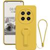 Wousunly Compatibile con Cover Honor Magic 7 Pro Silicone con Cordino Antiurto, Custodia Honor Magic 7 Pro Sottile con Supporto Protezione Case (giallo)